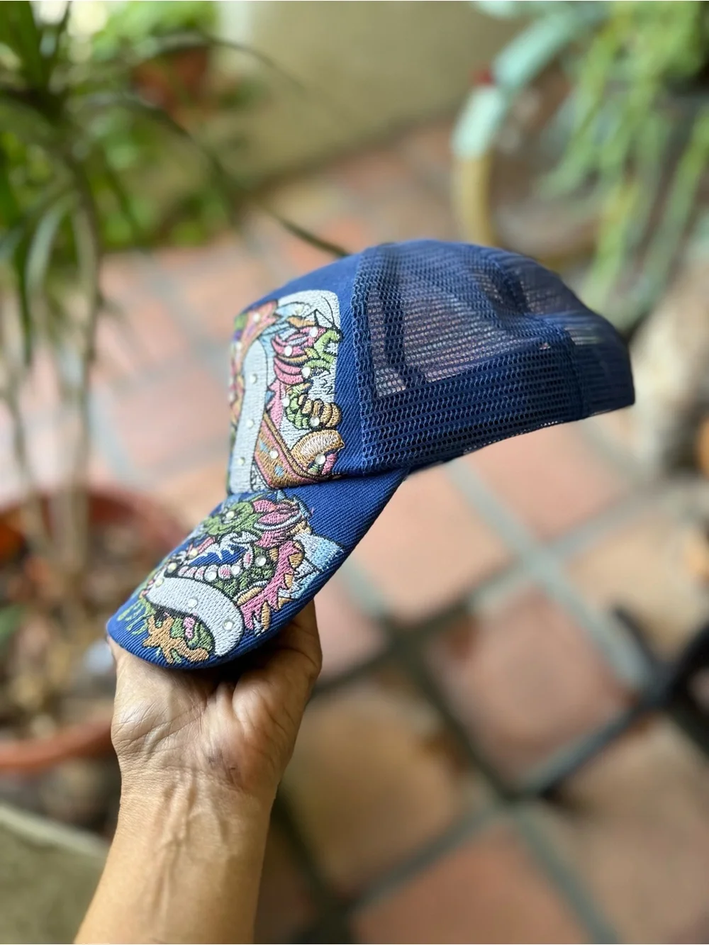 Vtg Rhinestone Fashion Trucker Cap